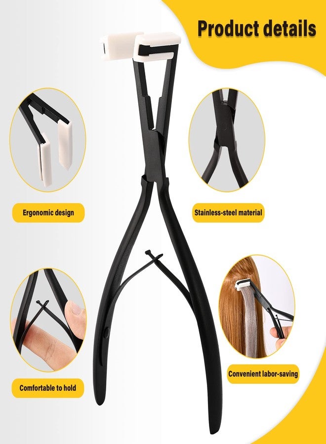 Gomake Tape in Hair Extension Tools Kit with Flat Surface Stainless Steel Tape in Hair Extensions Sealing Clamp Plier,Tape Remover Scraper Tool,Hair Clips, Human Hair Extensions Styling Tools-Black - Image 4